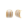 White Marble Colored Curved Stone Bezel Stud Earring - Adina Eden's Jewels