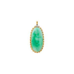 18K Gold Jade Diamond Accent Heirloom Pendant Necklace 18K - Adina Eden's Jewels