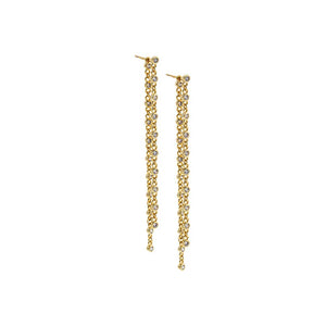 CZ Bezeled Double Chain Drop Earring