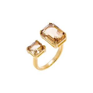 Topaz Yellow Champagne Duo Statement Ring - Adina Eden's Jewels