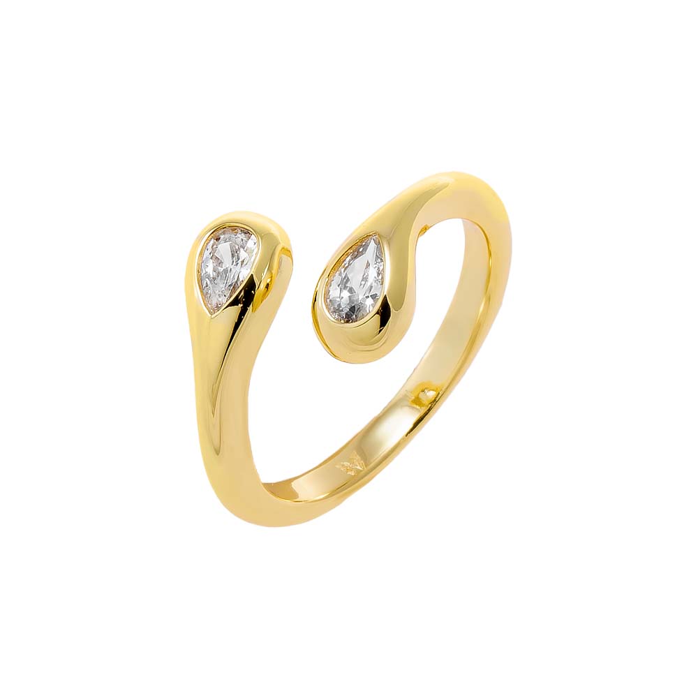 Gold / 6 CZ Teardrop Claw Wrap Ring - Adina Eden's Jewels
