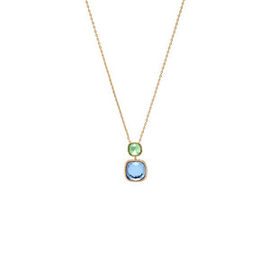 Multi-Color Multi-Color Double Graduated Square Pendant Necklace - Adina Eden's Jewels