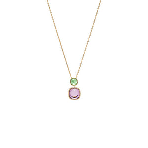 Multi-Color Double Graduated Square Pendant Necklace - Adina Eden's Jewels