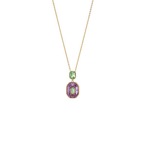 Light Purple Multi-Color Octagon Crystal Necklace - Adina Eden's Jewels
