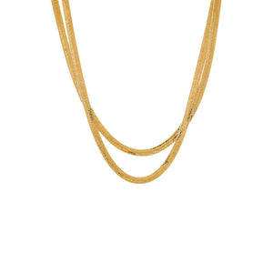 Gold Layered Herringbone Chain Necklace - Adina Eden's Jewels
