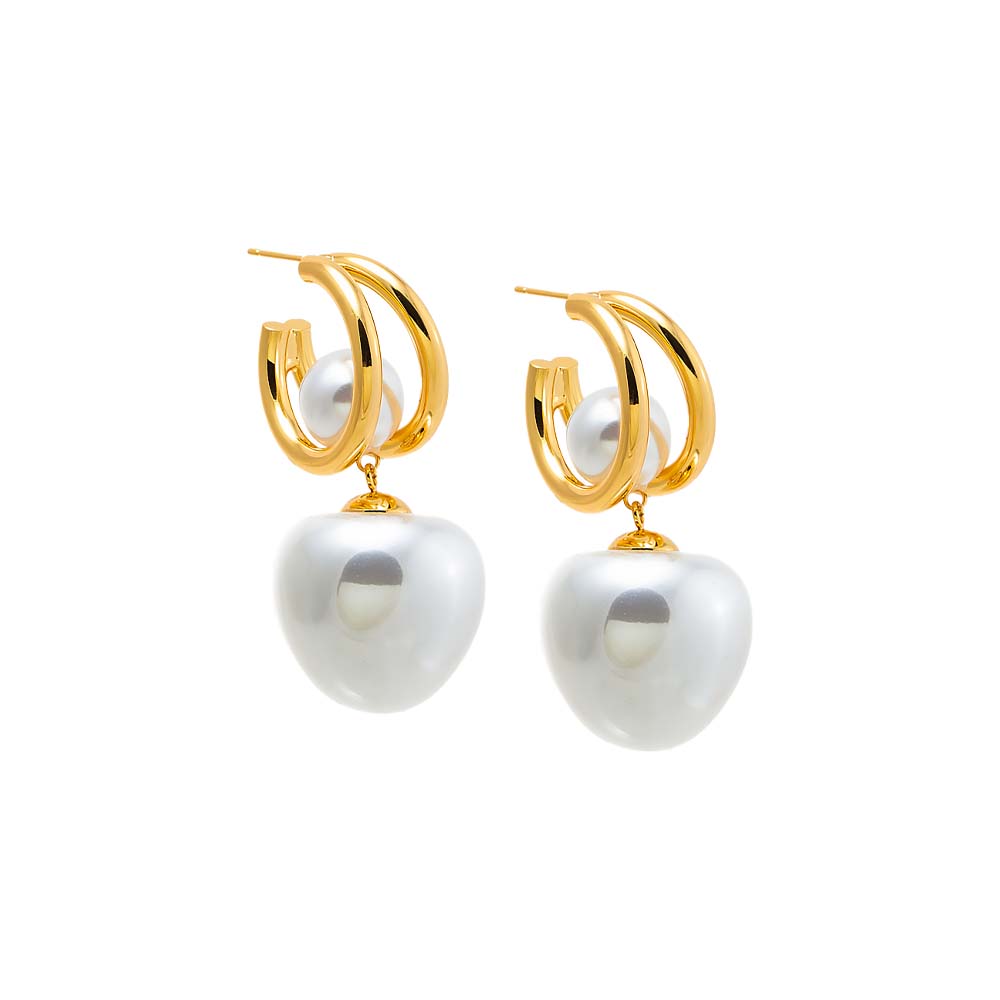 Pearl White Modern Pearl Drop Earring - Adina Eden's Jewels