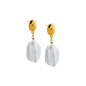 Pearl White Baroque Pearl Drop Earrings - Adina Eden's Jewels