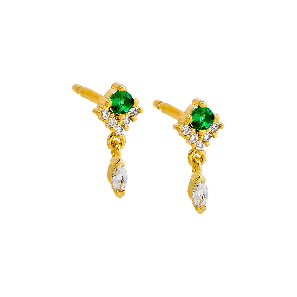 Emerald Green Colored Mini CZ Shaker Stud Earring - Adina Eden's Jewels