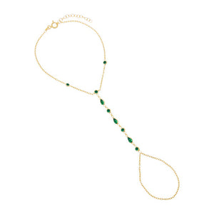 Colored CZ Multishape Bezel Hand Chain