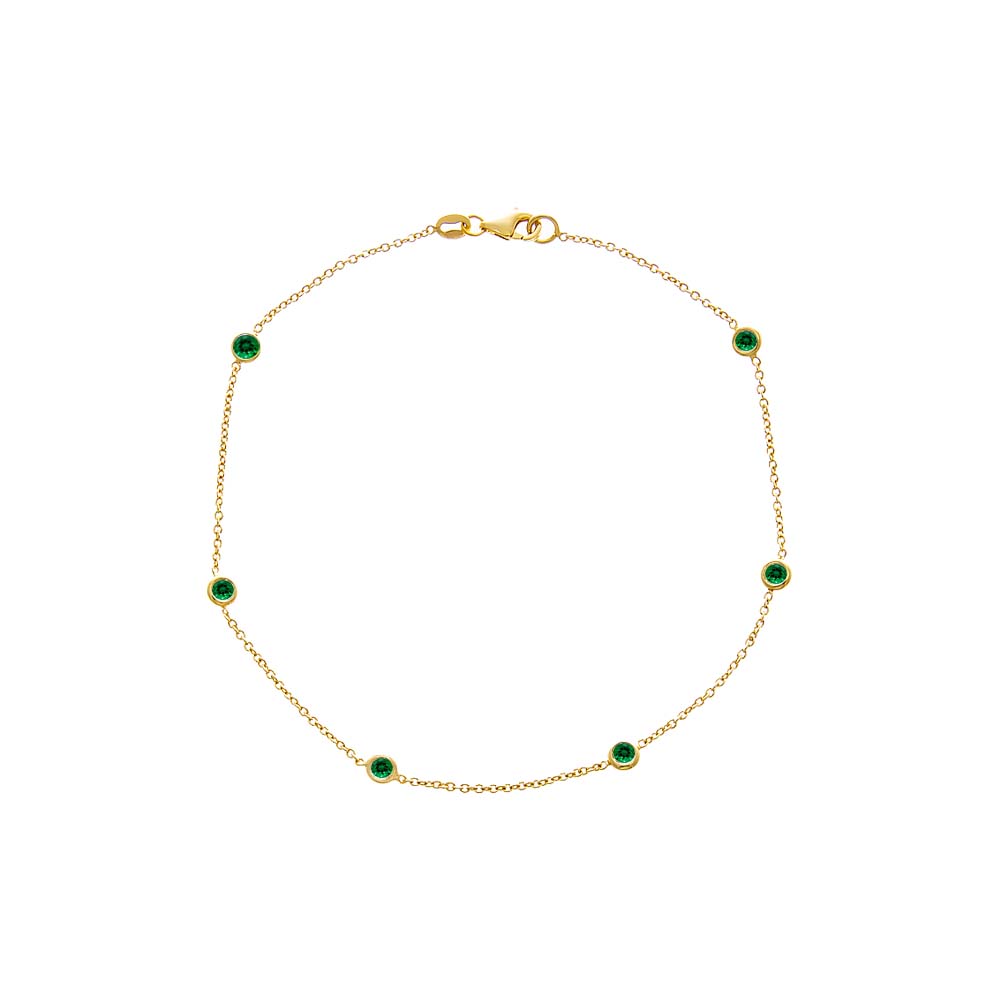 Emerald Green Diamond By The Yard Anklet