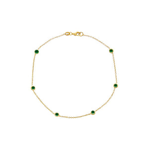 Emerald Green Diamond By The Yard Anklet