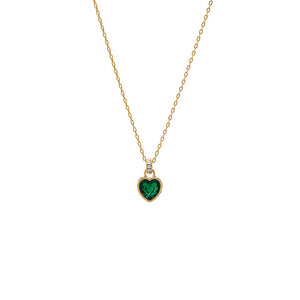 Emerald Green Emerald Green Heart Bezel Pendant Necklace - Adina Eden's Jewels