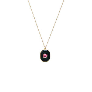 Black Fancy Octagon Square Pendant Necklace - Adina Eden's Jewels