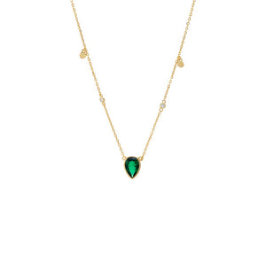 Emerald Green Emerald Green Pear Charmed Chain Necklace - Adina Eden's Jewels