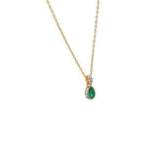 Green Pear X Baguette Pendant Necklace - Adina Eden's Jewels
