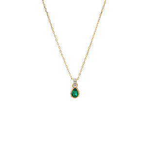 Emerald Green Green Pear X Baguette Pendant Necklace - Adina Eden's Jewels