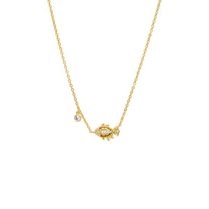 Gold CZ Fish Charm Necklace - Adina Eden's Jewels
