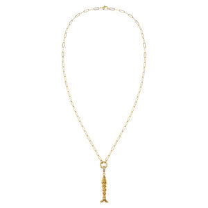 Solid Drop Fish Pendant Multi Chain Clicker Necklace - Adina Eden's Jewels