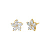 14K Gold Lab Grown Diamond Flower Bezel Stud Earring 14K - Adina Eden's Jewels