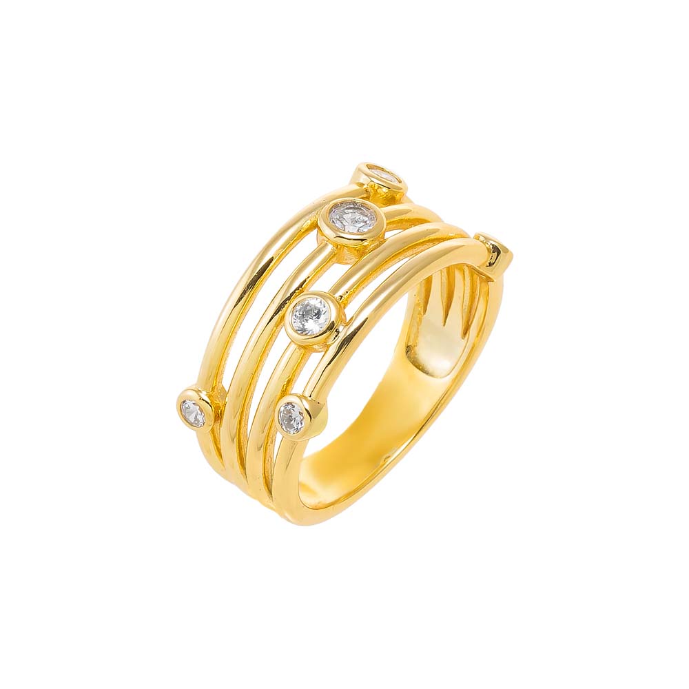 Gold / 6 CZ Graduated Scattered Bezel Ring - Adina Eden's Jewels