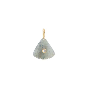 Gray Colored CZ Bezel Natural Stone Fan Charm - Adina Eden's Jewels