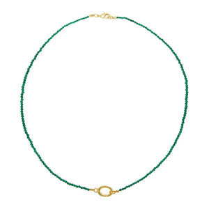 Dark Green / 2MM Dark Green Natural Stone Beaded Chain Clicker Necklace - Adina Eden's Jewels