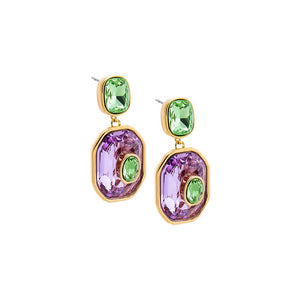 Light Purple Multi-Color Octagon Crystal Drop Earrings - Adina Eden's Jewels