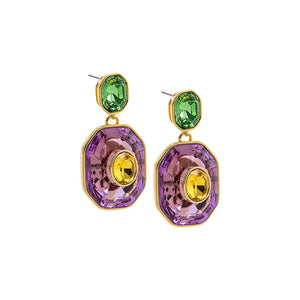 Multi-Color Fancy Oval Octagon Drop Stud Earring - Adina Eden's Jewels