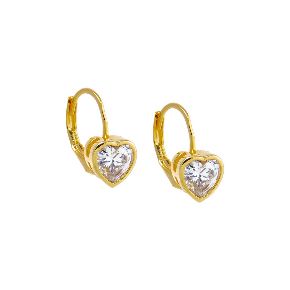 Gold CZ Bezel Heart Baguette Huggie Earring - Adina Eden's Jewels