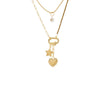 Gold Layered Star & Heart Charm Necklace - Adina Eden's Jewels