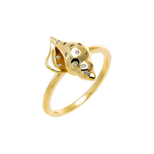 Gold / 6 CZ Conch Shell Ring - Adina Eden's Jewels