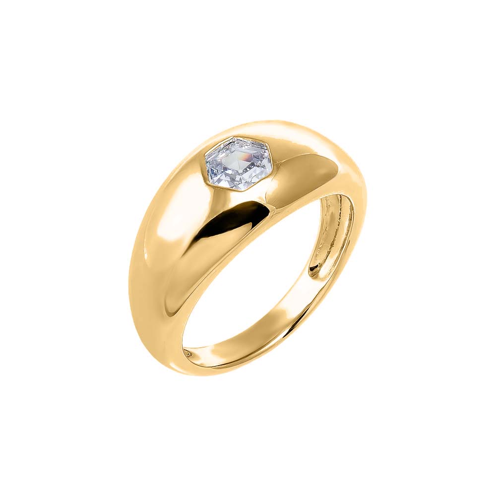 Gold / 6 Octagon CZ Jumbo Puff Ring - Adina Eden's Jewels