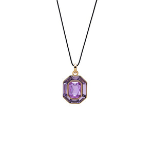 Purple Fancy Purple Octagon Emerald Pendant Necklace - Adina Eden's Jewels