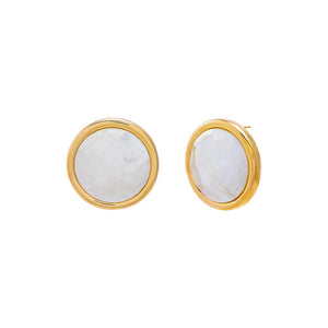 Gold / S White Marble Stud Earring - Adina Eden's Jewels