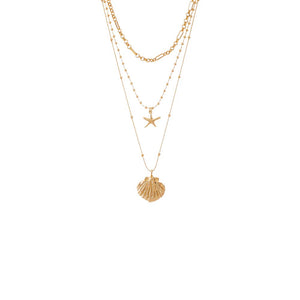 Gold Starfish & Shell Layered Necklace - Adina Eden's Jewels