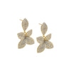 Gold CZ Double Pavé Flower Drop Earring - Adina Eden's Jewels