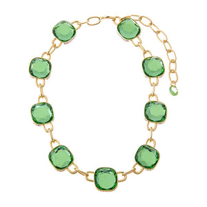 Light Green Chunky Reversible Square Bezel Necklace - Adina Eden's Jewels