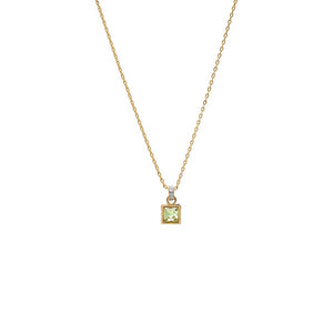 Light Green Yellow Citrine Square X Baguette Pendant Necklace - Adina Eden's Jewels