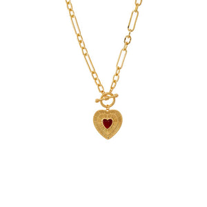 Gold Crimson Heart Pendant Necklace - Adina Eden's Jewels