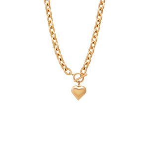Gold Chunky Heart Toggle Necklace - Adina Eden's Jewels