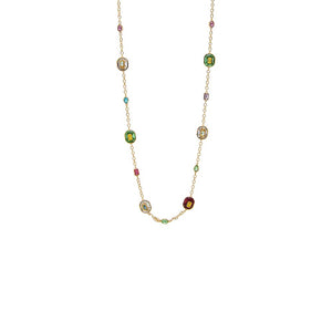 Multi Color Multi Colored Square Stone Link Necklace - Adina Eden's Jewels