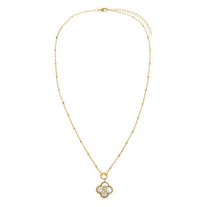 Pave Initial Four Leaf Clover Stone Necklace - Adina Eden's Jewels