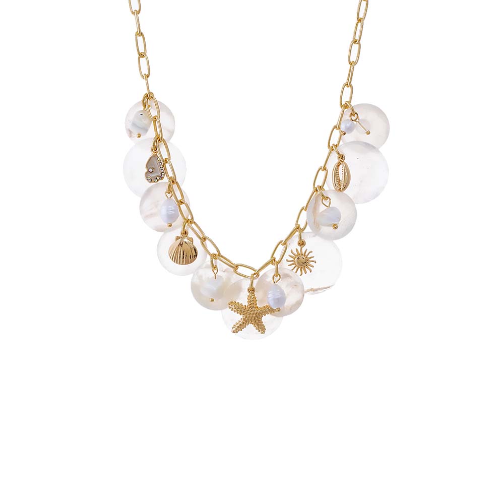 White Seashell Disc Charm Necklace - Adina Eden's Jewels