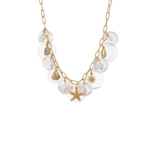 White Seashell Disc Charm Necklace - Adina Eden's Jewels