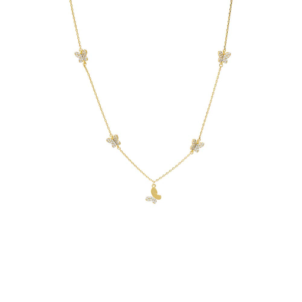 Gold Pave Multi Butterfly Dangle Necklace - Adina Eden's Jewels