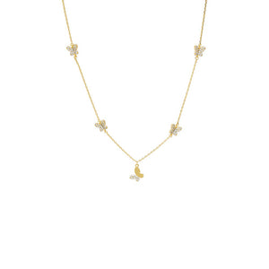 Gold Pave Multi Butterfly Dangle Necklace - Adina Eden's Jewels