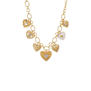 Gold Heart Medley Charm Necklace - Adina Eden's Jewels