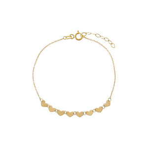 14K Gold Solid Multi Hearts Chain Bracelet 14K - Adina Eden's Jewels