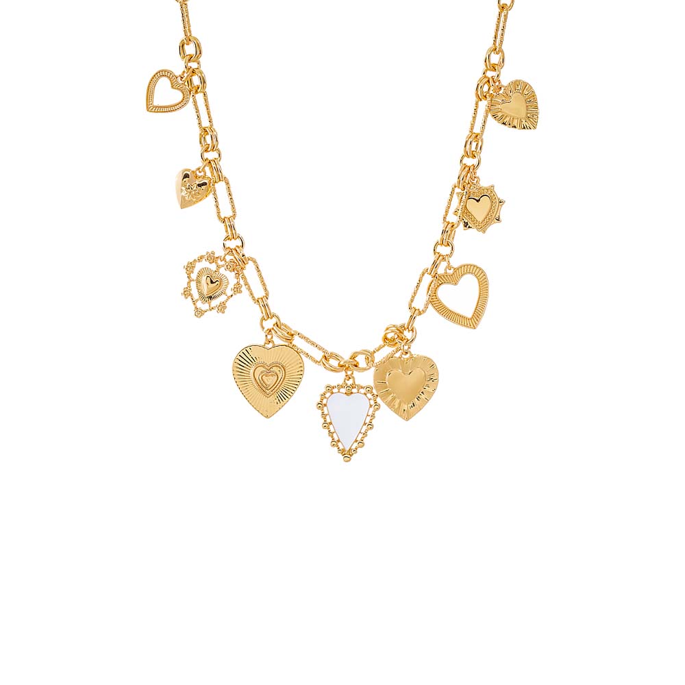 Gold Heart Medallion Link Necklace - Adina Eden's Jewels