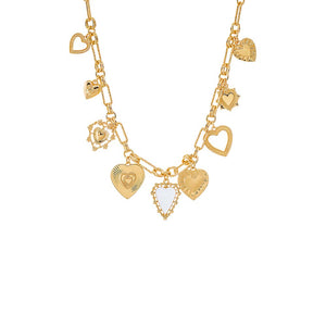 Gold Heart Medallion Link Necklace - Adina Eden's Jewels